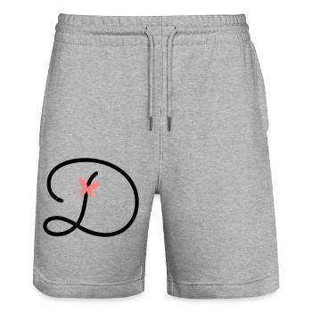 Buchstabe D Schmetterlingsbuchstabe - Stanley/Stella Unisex Bio Joggingshorts Trainer  - Grau meliert - Vorne - Nik (191cm) & Marisol (170cm)