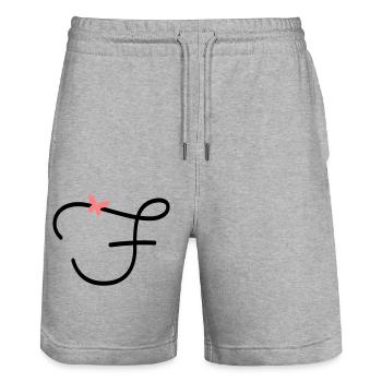 Letter F Butterfly Letter - Stanley/Stella Trainer Unisex Organic Jogging Shorts - heather grey - Front - Nik (191cm) & Marisol (170cm)