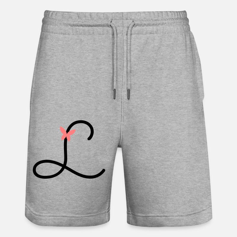Lettre L Papillon Lettre - Short de jogging bio TRAINER Stanley/Stella unisexe - gris chiné