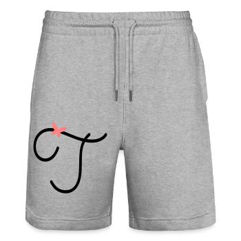 Buchstabe T Schmetterlingsbuchstabe - Stanley/Stella Unisex Bio Joggingshorts Trainer  - Grau meliert - Vorne - Nik (191cm) & Marisol (170cm)