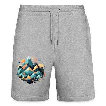 Ruhige Landschaft Ruhig Beschauliche Natur Berge - Stanley/Stella Unisex Bio Joggingshorts Trainer  - Grau meliert - Vorne - Nik (191cm) & Marisol (170cm)