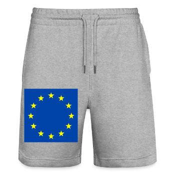 Europe flag - Stanley/Stella Trainer Unisex Organic Jogging Shorts - heather grey - Front - Nik (191cm) & Marisol (170cm)