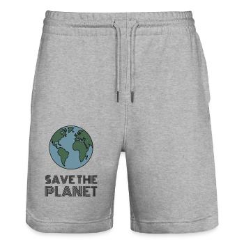 Militants écologistes de Save the Planet Earth - Short de jogging bio TRAINER Stanley/Stella unisexe - gris chiné - Devant - Nik (191cm) & Marisol (170cm)