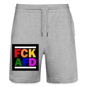 Fck afd - Stanley/Stella Unisex Bio Joggingshorts Trainer  - Grau meliert - Vorne - Nik (191cm) & Marisol (170cm)