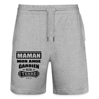 MAMAN MON ANGE GARDIEN SUR TERRE - Short de jogging bio TRAINER Stanley/Stella unisexe - gris chiné - Devant - Nik (191cm) & Marisol (170cm)
