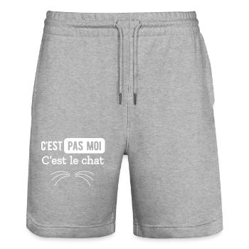 C EST PAS MOI C EST LE CHAT - Short de jogging bio TRAINER Stanley/Stella unisexe - gris chiné - Devant - Nik (191cm) & Marisol (170cm)