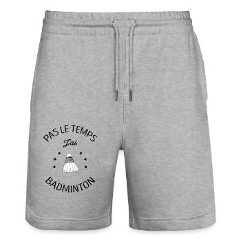 PAS LE TEMPS J'AI BADMINTON - Short de jogging bio TRAINER Stanley/Stella unisexe - gris chiné - Devant - Nik (191cm) & Marisol (170cm)