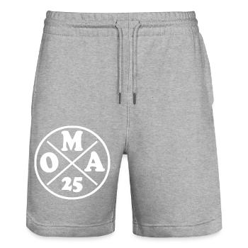 Grandma 2025 - Stanley/Stella Trainer Unisex Organic Jogging Shorts - heather grey - Front - Nik (191cm) & Marisol (170cm)