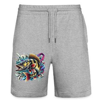 Dynamic Zander - Stanley/Stella Trainer Unisex Organic Jogging Shorts - heather grey - Front - Nik (191cm) & Marisol (170cm)