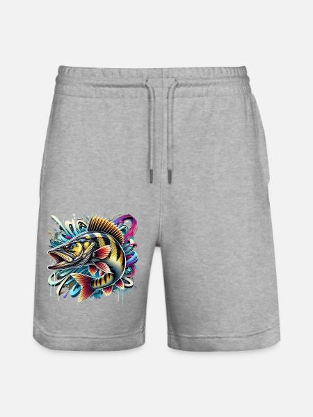 Dynamischer Zander - Stanley/Stella Unisex Bio Joggingshorts Trainer  - Grau meliert