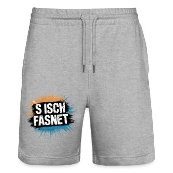 S Isch Fasnet - Karneval Fasching Spruch - Stanley/Stella Unisex Bio Joggingshorts Trainer  - Grau meliert - Vorne - Nik (191cm) & Marisol (170cm)