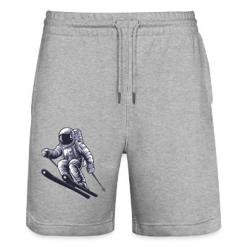 Astronaute Skieur Ski - Short de jogging bio TRAINER Stanley/Stella unisexe - gris chiné - Devant - Nik (191cm) & Marisol (170cm)