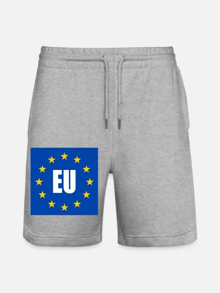 EU flag - Stanley/Stella Trainer Unisex Organic Jogging Shorts - heather grey