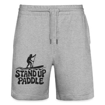 SUP Stand Up Paddle - Stanley/Stella Unisex Bio Joggingshorts Trainer  - Grau meliert - Vorne - Nik (191cm) & Marisol (170cm)
