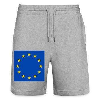 Drapeau de l’Europe - Short de jogging bio TRAINER Stanley/Stella unisexe - gris chiné - Devant - Nik (191cm) & Marisol (170cm)