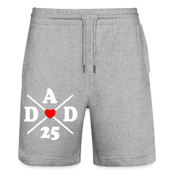 Dad 2025 - Short de jogging bio TRAINER Stanley/Stella unisexe - gris chiné - Devant - Nik (191cm) & Marisol (170cm)