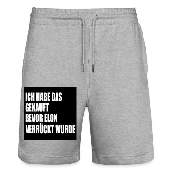 ich habe das gekauft bevor elon verrückt wurde - Stanley/Stella Unisex Bio Joggingshorts Trainer  - Grau meliert - Vorne - Nik (191cm) & Marisol (170cm)