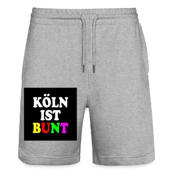 Köln ist bunt - Stanley/Stella Unisex Bio Joggingshorts Trainer  - Grau meliert - Vorne - Nik (191cm) & Marisol (170cm)