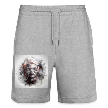 Old Wife Art - Stanley/Stella Unisex Bio Joggingshorts Trainer  - Grau meliert - Vorne - Nik (191cm) & Marisol (170cm)