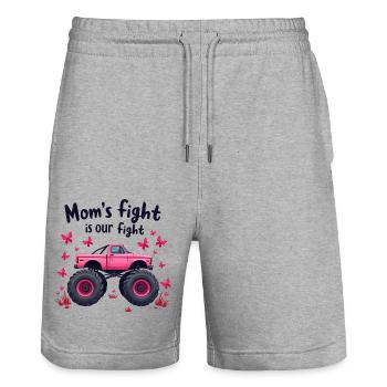Mamas Kampf unser Kampf - Brustkrebs Bewusstsein - Stanley/Stella Unisex Bio Joggingshorts Trainer  - Grau meliert - Vorne - Nik (191cm) & Marisol (170cm)