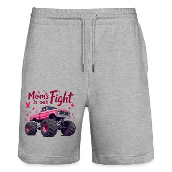 Mamas Kampf unser Kampf - Brustkrebs Bewusstsein - Stanley/Stella Unisex Bio Joggingshorts Trainer  - Grau meliert - Vorne - Nik (191cm) & Marisol (170cm)