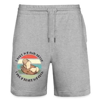 I Bake My Own Bread – I Only Trust My Oven - Stanley/Stella Trainer Unisex Organic Jogging Shorts - heather grey - Front - Nik (191cm) & Marisol (170cm)