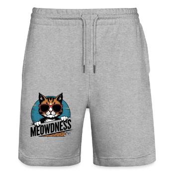 Miauen Katze Sonnenbrille - Stanley/Stella Unisex Bio Joggingshorts Trainer  - Grau meliert - Vorne - Nik (191cm) & Marisol (170cm)