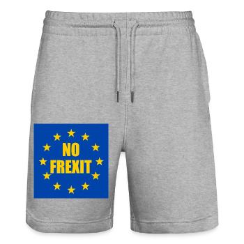 No frexit - Stanley/Stella Trainer Unisex Organic Jogging Shorts - heather grey - Front - Nik (191cm) & Marisol (170cm)