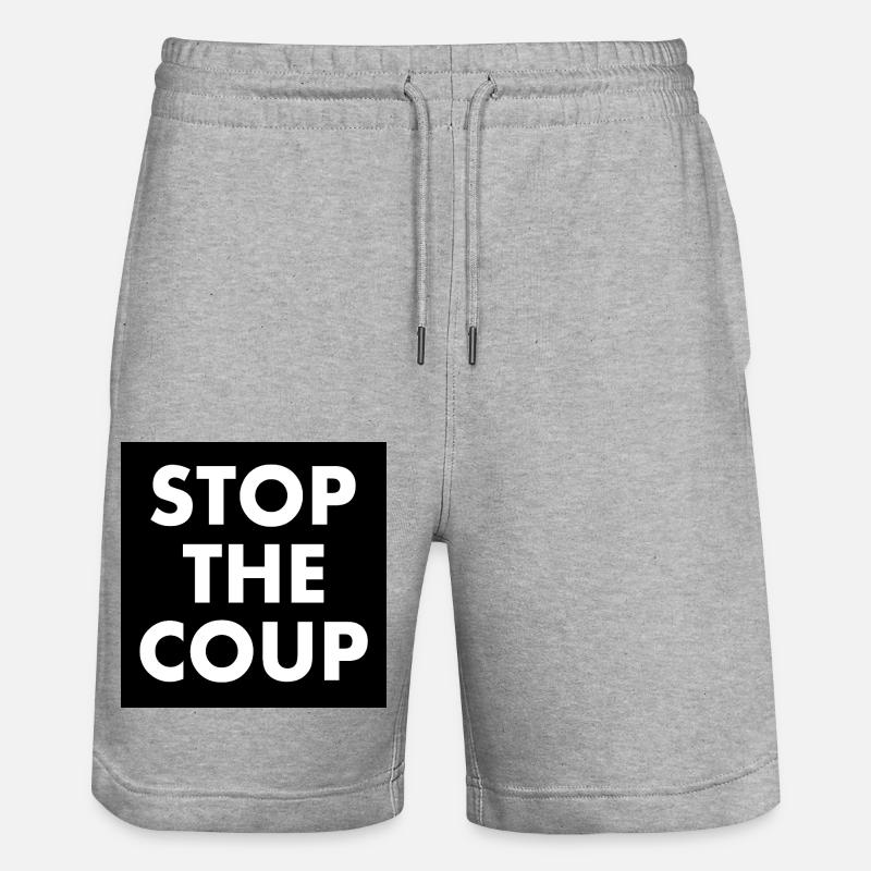 stop the coup - Stanley/Stella Trainer Unisex Organic Jogging Shorts - heather grey