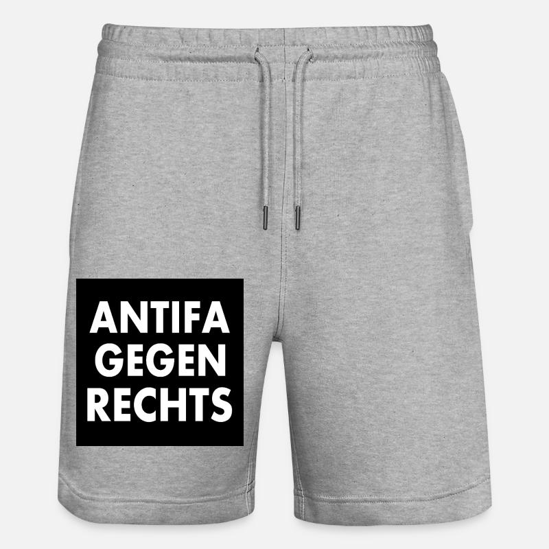 Antifa gegen rechts - Stanley/Stella Unisex Bio Joggingshorts Trainer  - Grau meliert