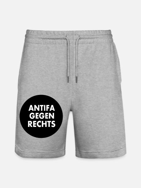 Antifa gegen rechts - Stanley/Stella Unisex Bio Joggingshorts Trainer  - Grau meliert