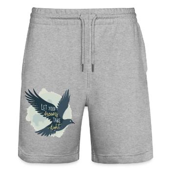Laissez vos rêves prendre leur envol Oiseau mouette - Short de jogging bio TRAINER Stanley/Stella unisexe - gris chiné - Devant - Nik (191cm) & Marisol (170cm)