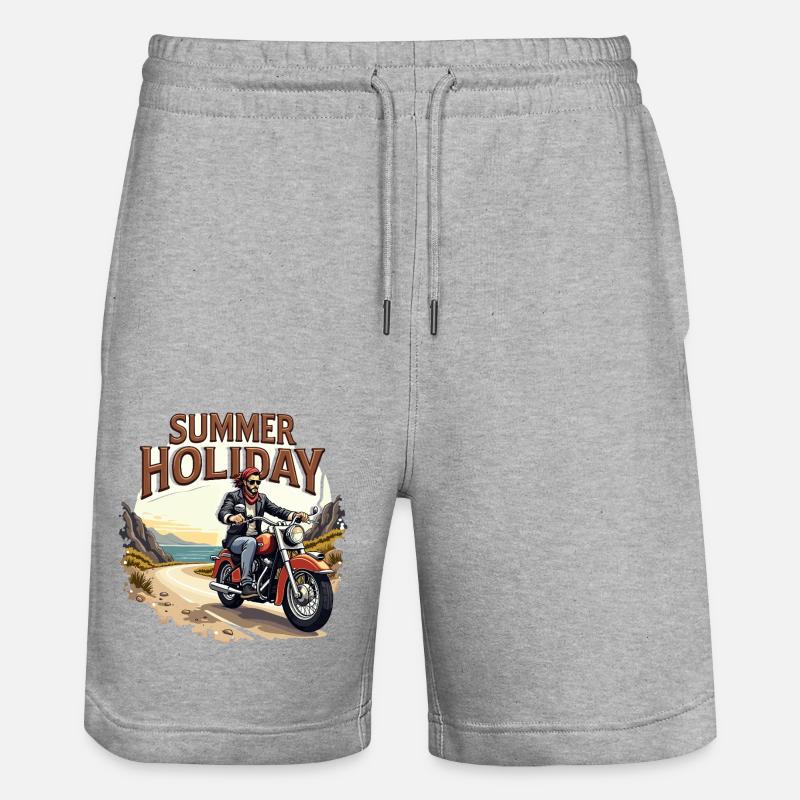 Motorcycle Summer Holiday - Stanley/Stella Trainer Unisex Organic Jogging Shorts - heather grey