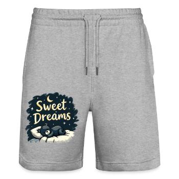 Teddy Bear Sweet Dreams Chemise de nuit officielle - Short de jogging bio TRAINER Stanley/Stella unisexe - gris chiné - Devant - Nik (191cm) & Marisol (170cm)