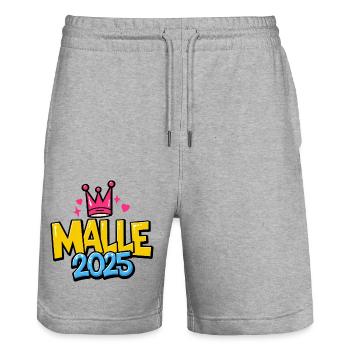 Malle 2025 Mallorca Fans Sayings - Stanley/Stella Trainer Unisex Organic Jogging Shorts - heather grey - Front - Nik (191cm) & Marisol (170cm)