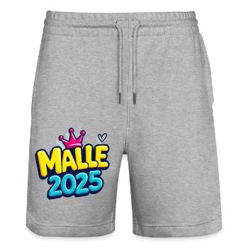 Malle 2025 Mallorca Fans Sayings - Stanley/Stella Trainer Unisex Organic Jogging Shorts - heather grey - Front - Nik (191cm) & Marisol (170cm)