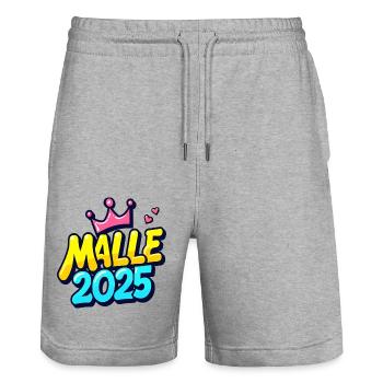Malle 2025 Mallorca Fans Sayings - Stanley/Stella Trainer Unisex Organic Jogging Shorts - heather grey - Front - Nik (191cm) & Marisol (170cm)