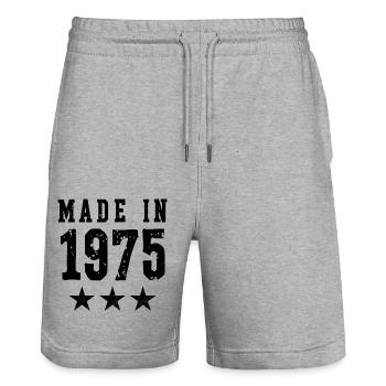 Made in 1975 – Vintage Geburtstag Jahrgangslegende - Stanley/Stella Unisex Bio Joggingshorts Trainer  - Grau meliert - Vorne - Nik (191cm) & Marisol (170cm)