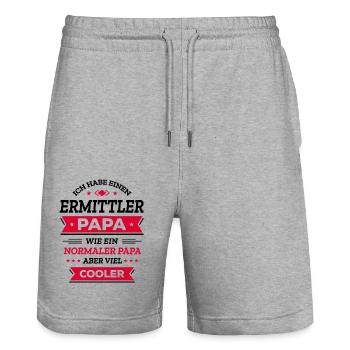 ERMITTLER PAPA - COOLER ALS NORMAL, VATERTAG - Stanley/Stella Unisex Bio Joggingshorts Trainer  - Grau meliert - Vorne - Nik (191cm) & Marisol (170cm)
