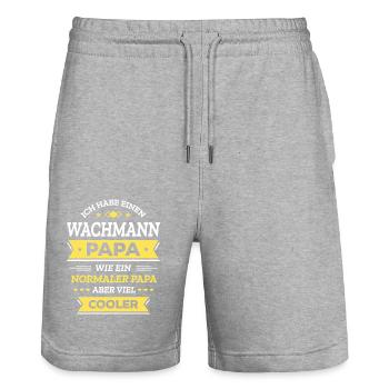 WACHMANN PAPA: GEBURTSTAG, VATERTAG, WEIHNACHTEN - Stanley/Stella Unisex Bio Joggingshorts Trainer  - Grau meliert - Vorne - Nik (191cm) & Marisol (170cm)