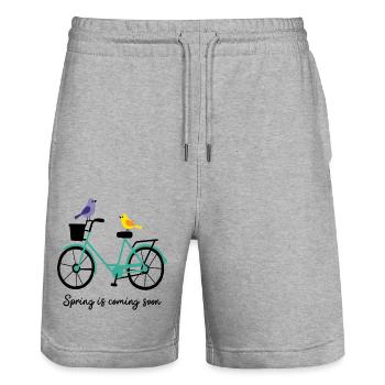 Spring is coming bike with birds - Stanley/Stella Trainer Unisex Organic Jogging Shorts - heather grey - Front - Nik (191cm) & Marisol (170cm)