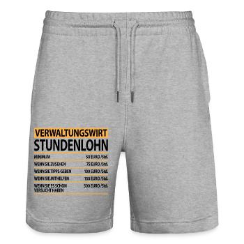 Verwaltungswirt Lustige Sprüche mit Spruch - Stanley/Stella Unisex Bio Joggingshorts Trainer  - Grau meliert - Vorne - Nik (191cm) & Marisol (170cm)