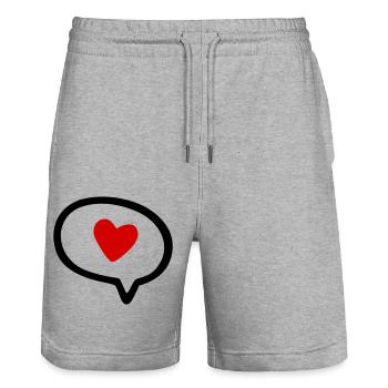 Bulle de dialogue avec coeur - Short de jogging bio TRAINER Stanley/Stella unisexe - gris chiné - Devant - Nik (191cm) & Marisol (170cm)