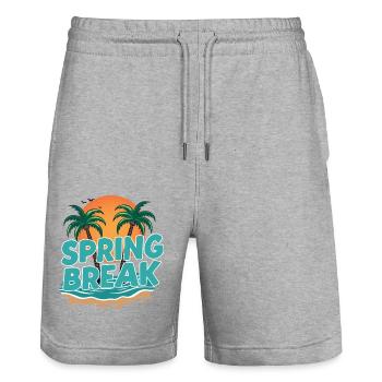 Spring Break Palm Trees Beach - Stanley/Stella Trainer Unisex Organic Jogging Shorts - heather grey - Front - Nik (191cm) & Marisol (170cm)