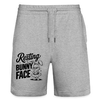 Visage de lapin au repos - Short de jogging bio TRAINER Stanley/Stella unisexe - gris chiné - Devant - Nik (191cm) & Marisol (170cm)