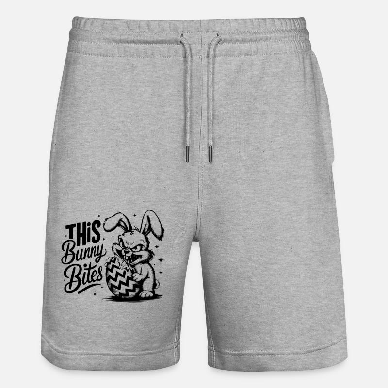 This Bunny Bites - Stanley/Stella Unisex Bio Joggingshorts Trainer  - Grau meliert