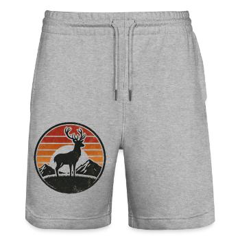 Cerf - Short de jogging bio TRAINER Stanley/Stella unisexe - gris chiné - Devant - Nik (191cm) & Marisol (170cm)