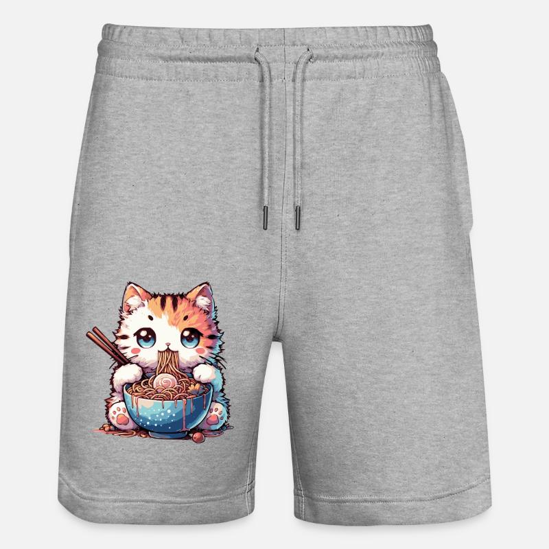 Nouilles Ramen Chat - Short de jogging bio TRAINER Stanley/Stella unisexe - gris chiné