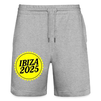 Ibiza 2025 - Short de jogging bio TRAINER Stanley/Stella unisexe - gris chiné - Devant - Nik (191cm) & Marisol (170cm)