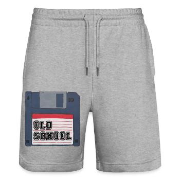 Old school Diskette Retro Vintage 80er 90er Kids - Stanley/Stella Unisex Bio Joggingshorts Trainer  - Grau meliert - Vorne - Nik (191cm) & Marisol (170cm)